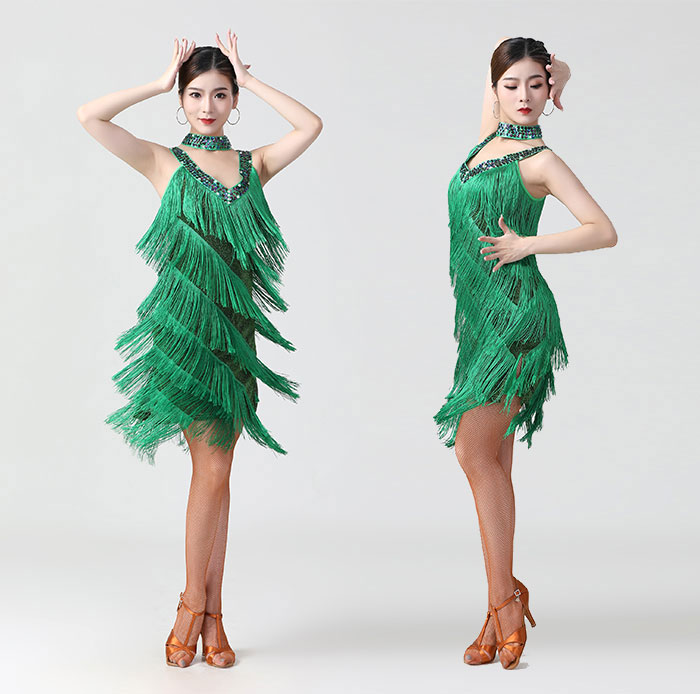 楽天市場】ラテンダンス フリンジ ワンピース スパンコール ダンス衣装