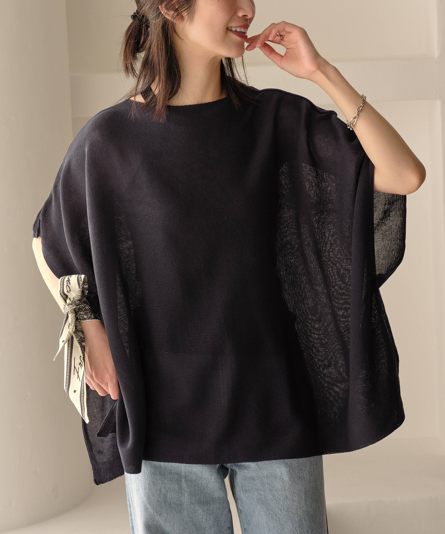 楽天市場】【MIA/ミア】ショートスリーブポンチョニットプルオーバー