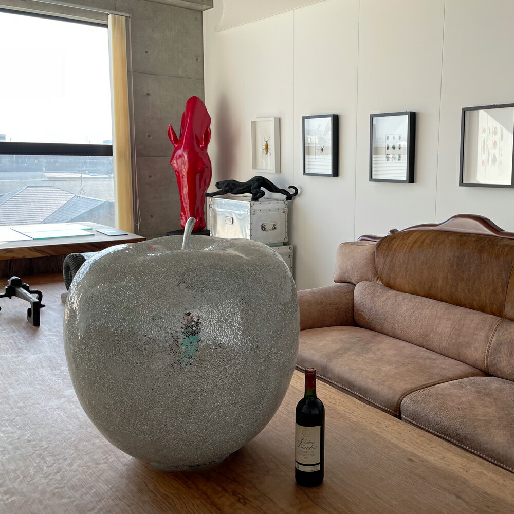 楽天市場】きらめく白リンゴ アートオブジェ 大 インテリア りんご