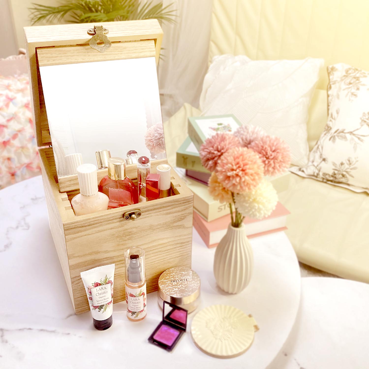 楽天市場】メイクボックス 鏡付き 大容量 木製 コスメ ボックス 宝石箱