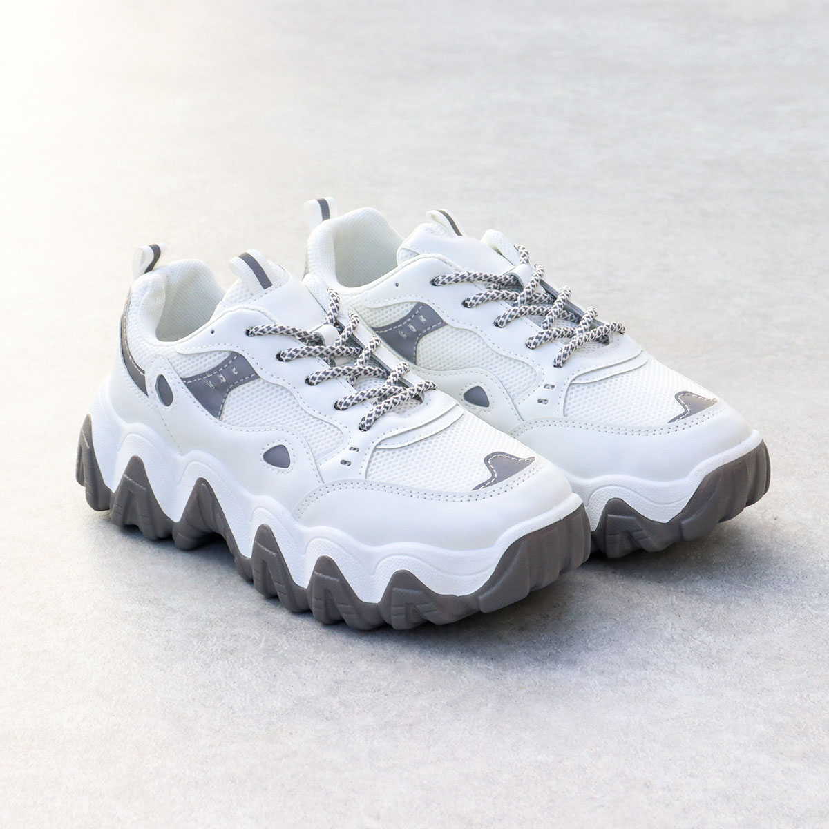 楽天市場】スニーカー レディース 厚底 白 ダッドスニーカー