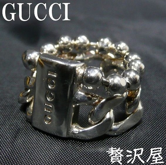 楽天市場】グッチ GUCCI 指輪 シルバー925 ロゴWチェーン 指輪リング