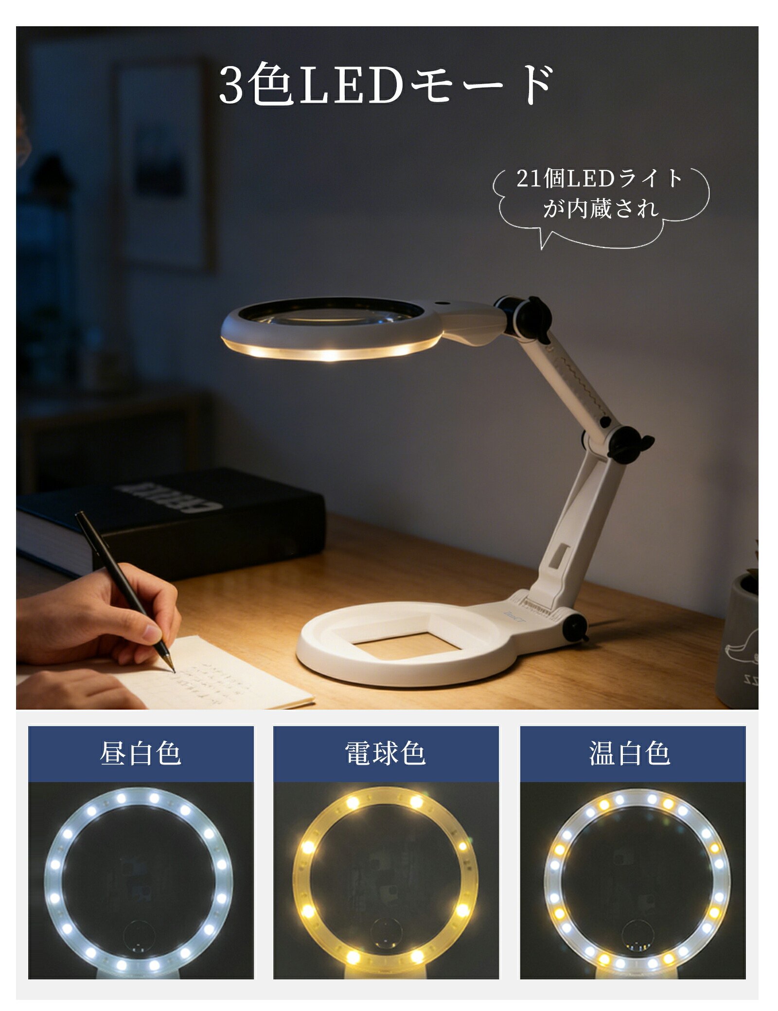 楽天市場】拡大鏡 卓上式 ルーペ 【倍率6倍&12倍】LEDライト付き USB