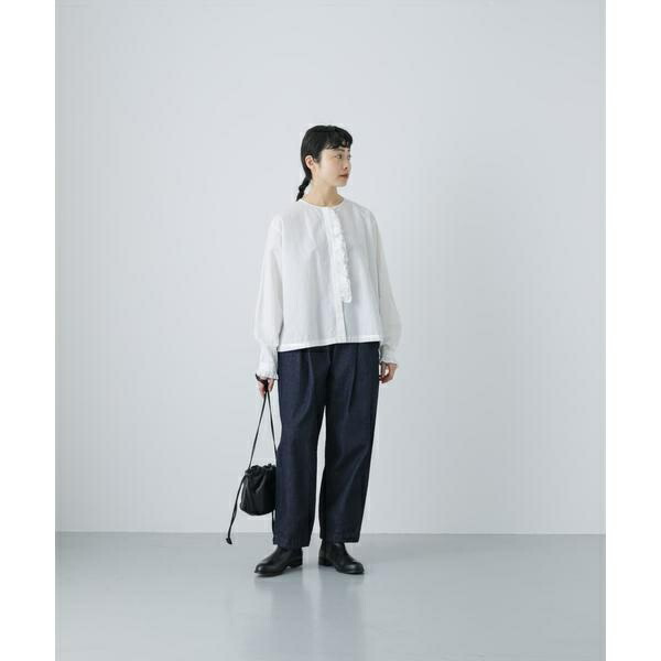 楽天市場】コットンリネンフリルブラウス／かぐれ（kagure） : 丸井