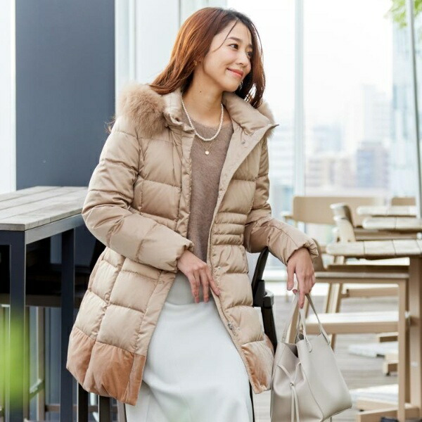楽天市場】【ミディ丈】ベルト付ダウンコート／クード シャンス（COUP