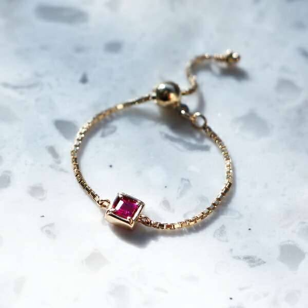 楽天市場】【K10】天然石チェーンリング／7月誕生石／ルビー/ピンキー