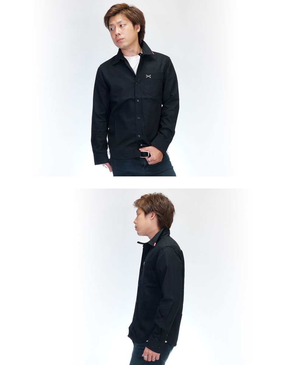 楽天市場】バンソン クロスボーン刺繍 ツイル 長袖シャツ メンズ