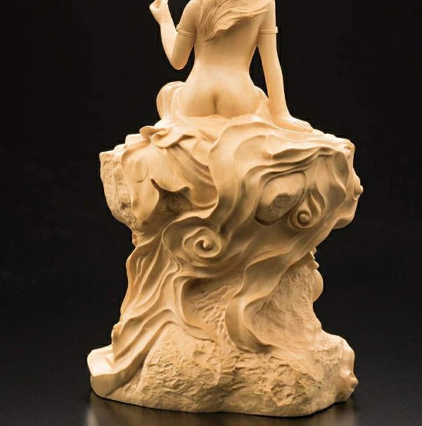 楽天市場】弁財天 木彫り彫刻 弁天様 木彫 玄関 置物 置き物 オブジェ