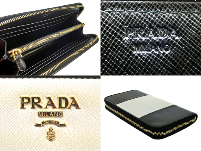 楽天市場】プラダ 長財布 PRADA バイカラー ラウンドファスナー