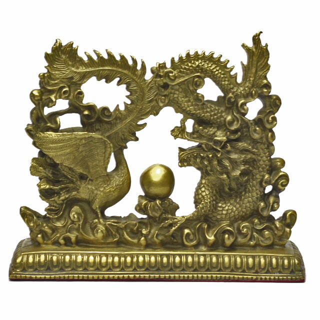 楽天市場】龍 鳳凰 置物 銅製 風水 龍と鳳凰の置物 大サイズ 最大幅約