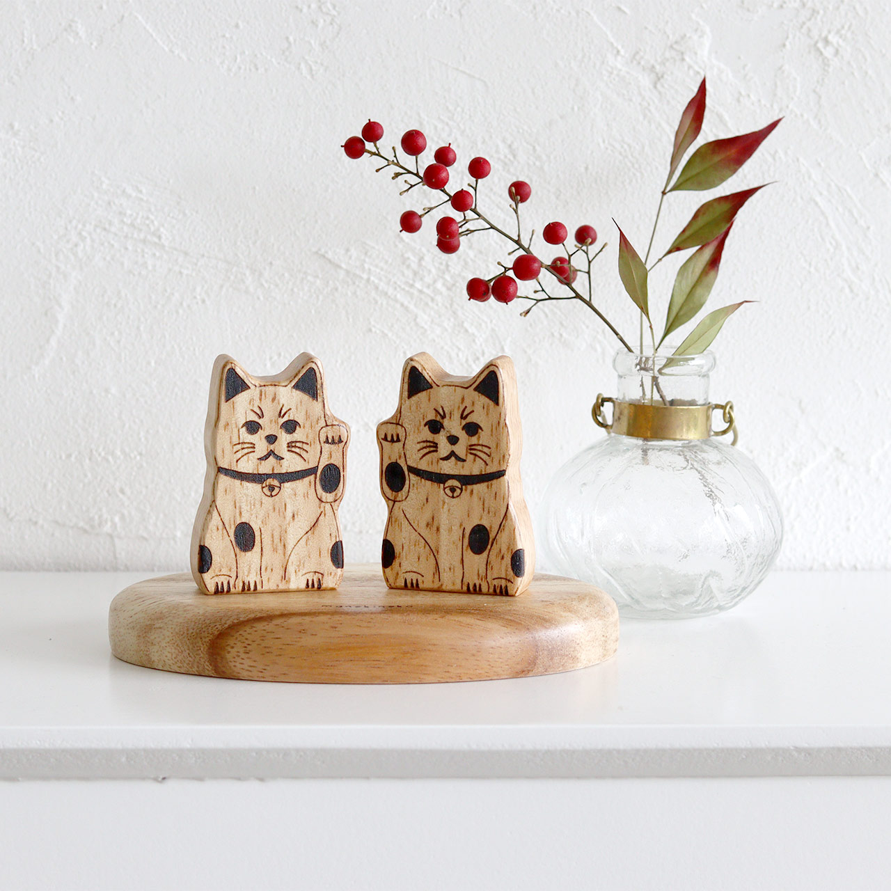 楽天市場】【公式】ナインマーケ ウッドオブジェ だるま＆まねきねこ