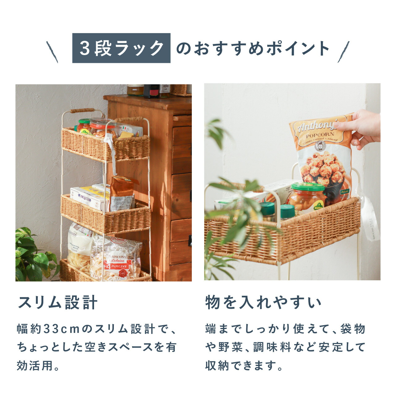 楽天市場】【公式】3段 2段ラック 2段 大きめ ラージサイズ 収納ラック