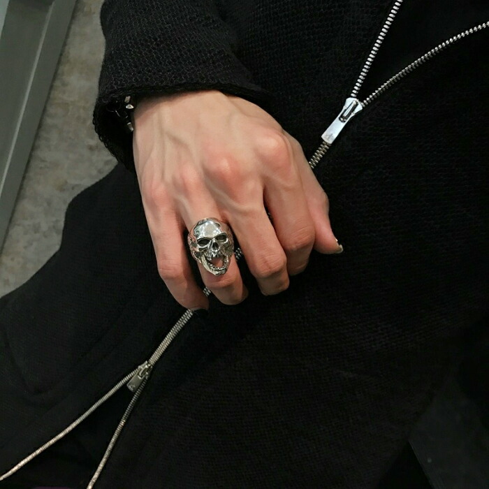 楽天市場】メンズ シルバーアクセサリー スカル 骸骨 リング ロック