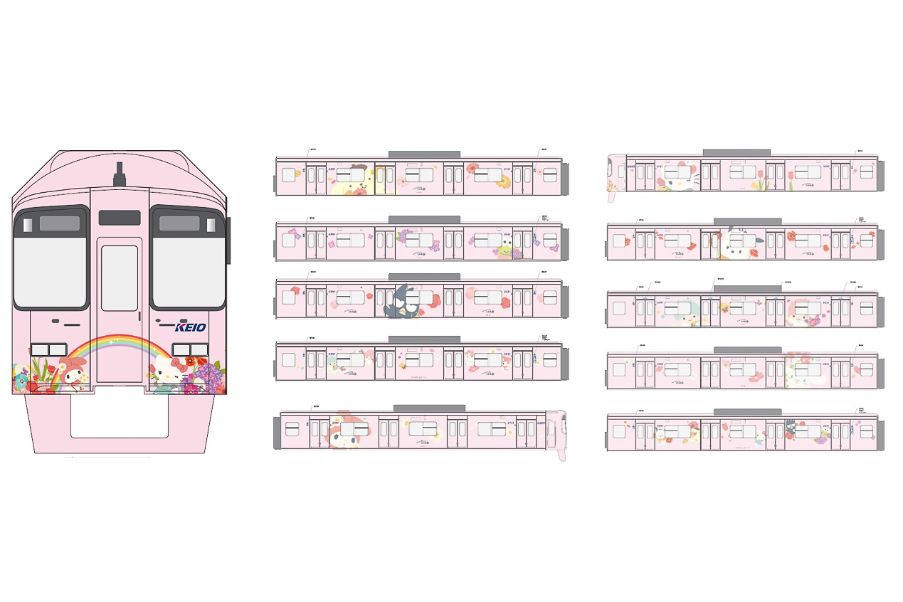 京王電鉄、サンリオキャラクターでフルラッピングされた9000系を11月1
