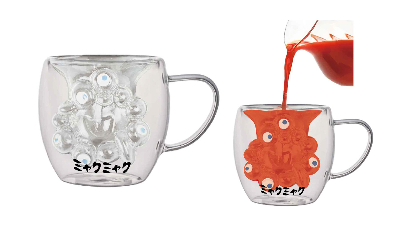 注ぐとミャクミャクが現われるダブルウォールグラス。目玉も再現、万博