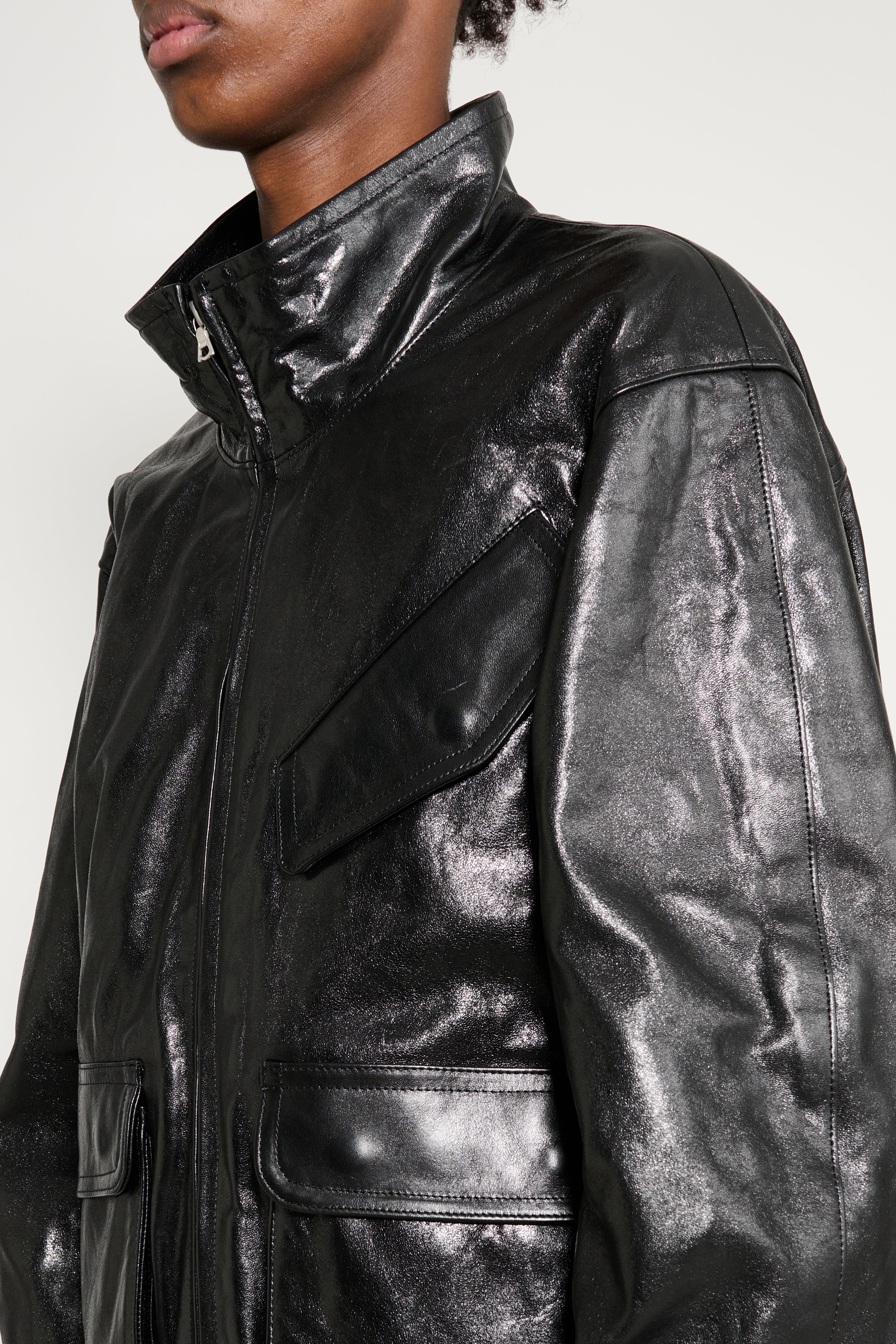 Auralee Lamb Leather Zip Blouson Black – Très Bien