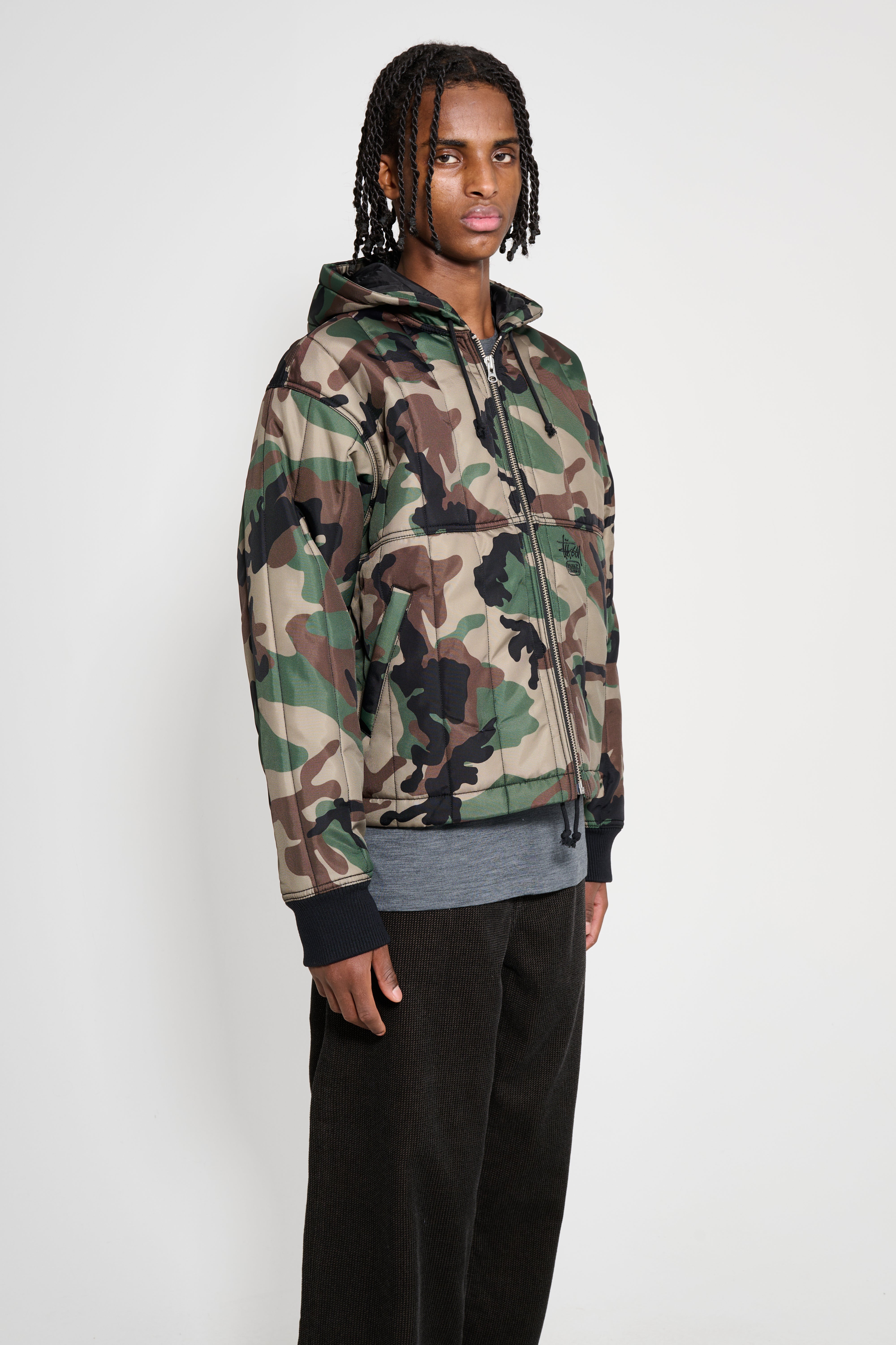 Stüssy Work Jacket Quilted Nylon Woodland Camo – Très Bien