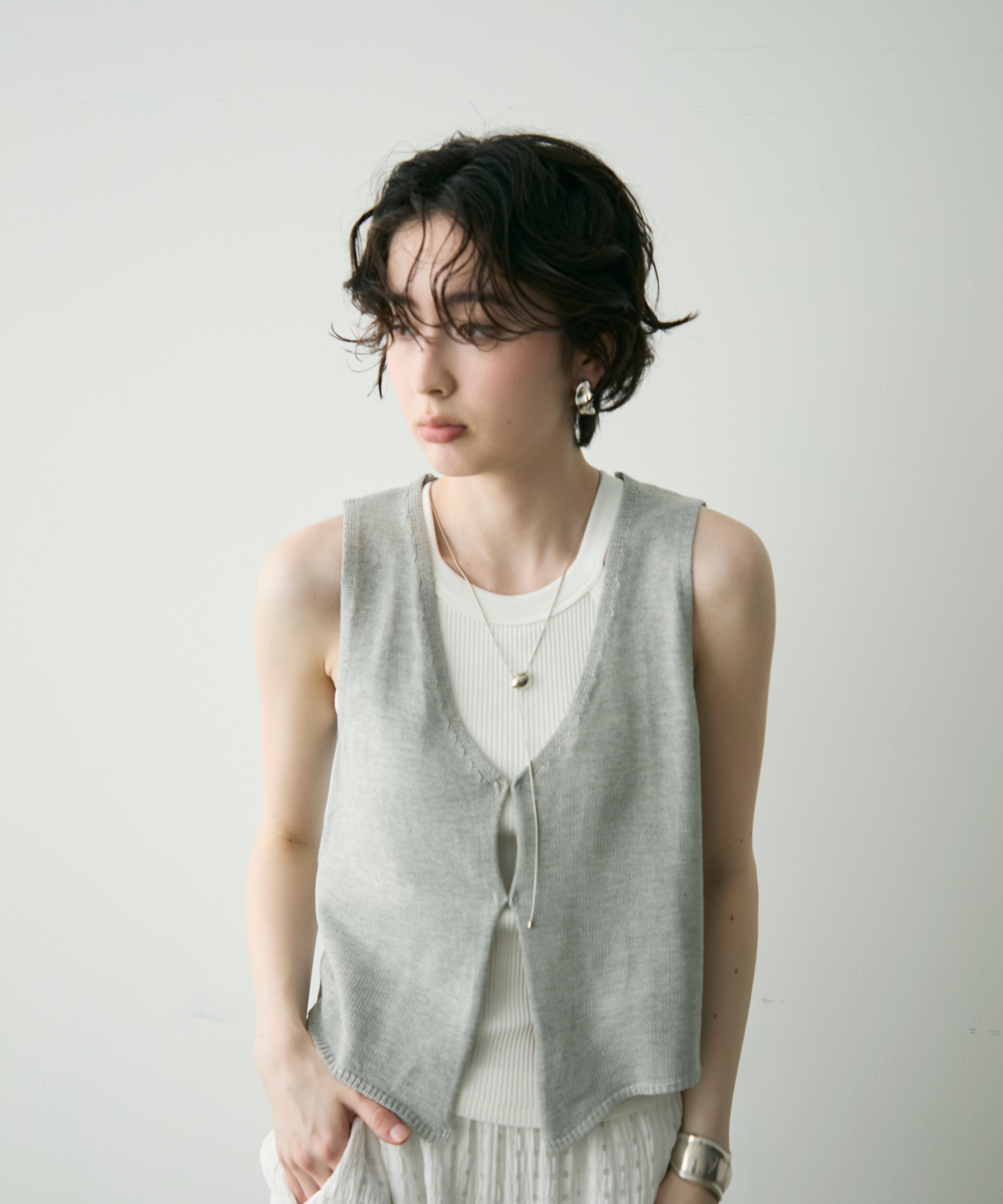 前開きニットタンク | Trish