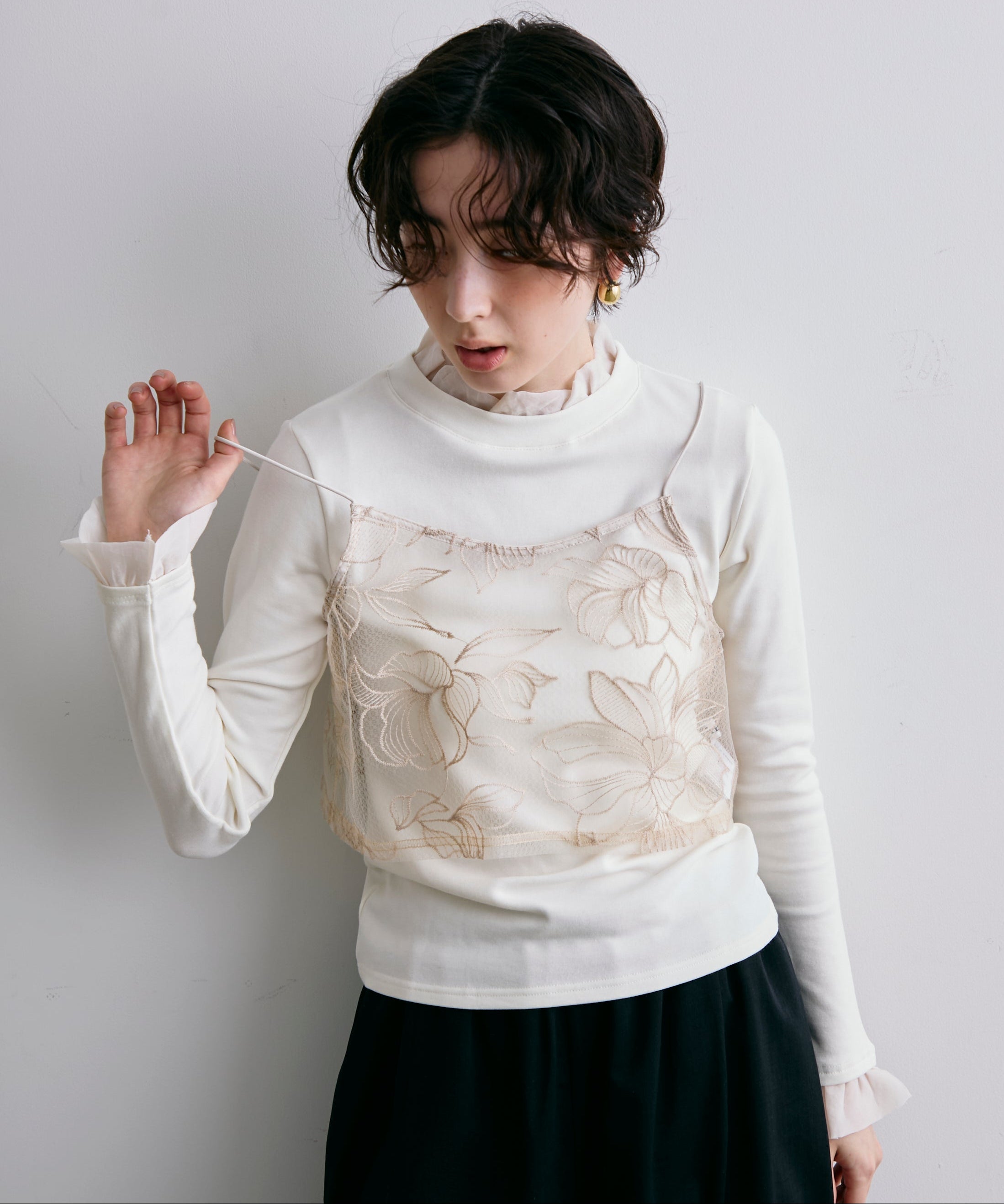 チュール花柄刺繍ビスチェ | Trish