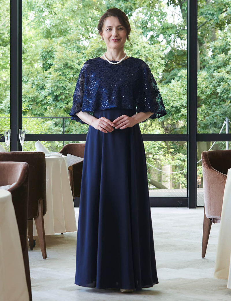 結婚式 母親ドレス ・マザーズドレス ケープ付きアンサンブル MD0506