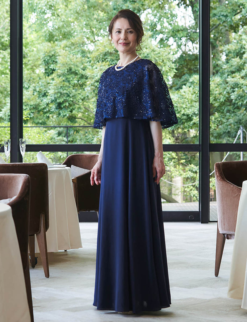 結婚式 母親ドレス ・マザーズドレス ケープ付きアンサンブル MD0506