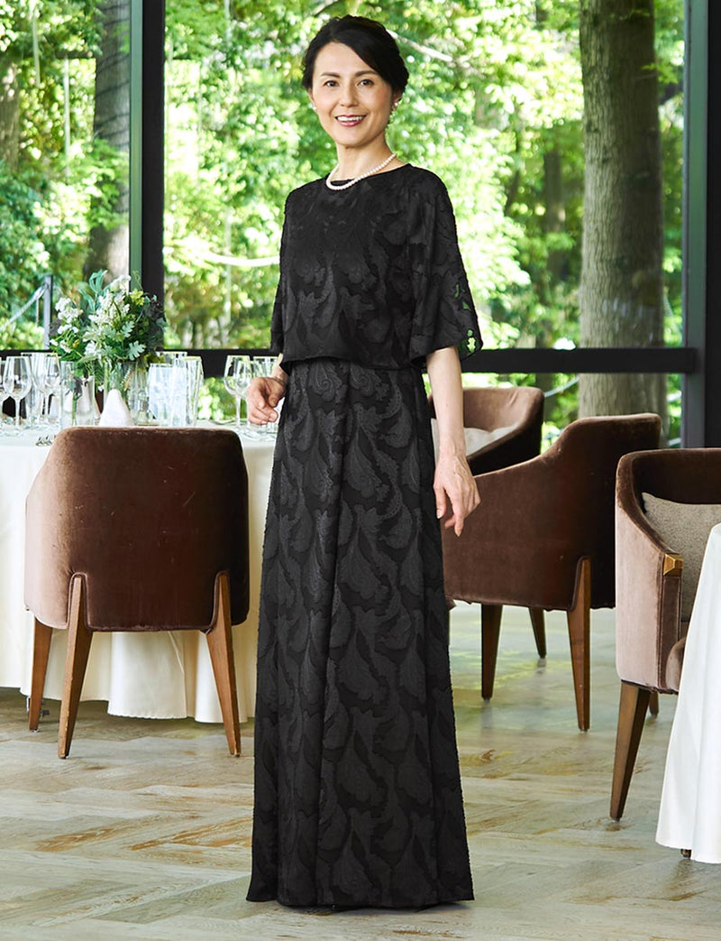 マザーズドレス・結婚式 母親ドレス MD0230-BK 黒 ボレロ付き|新郎新婦