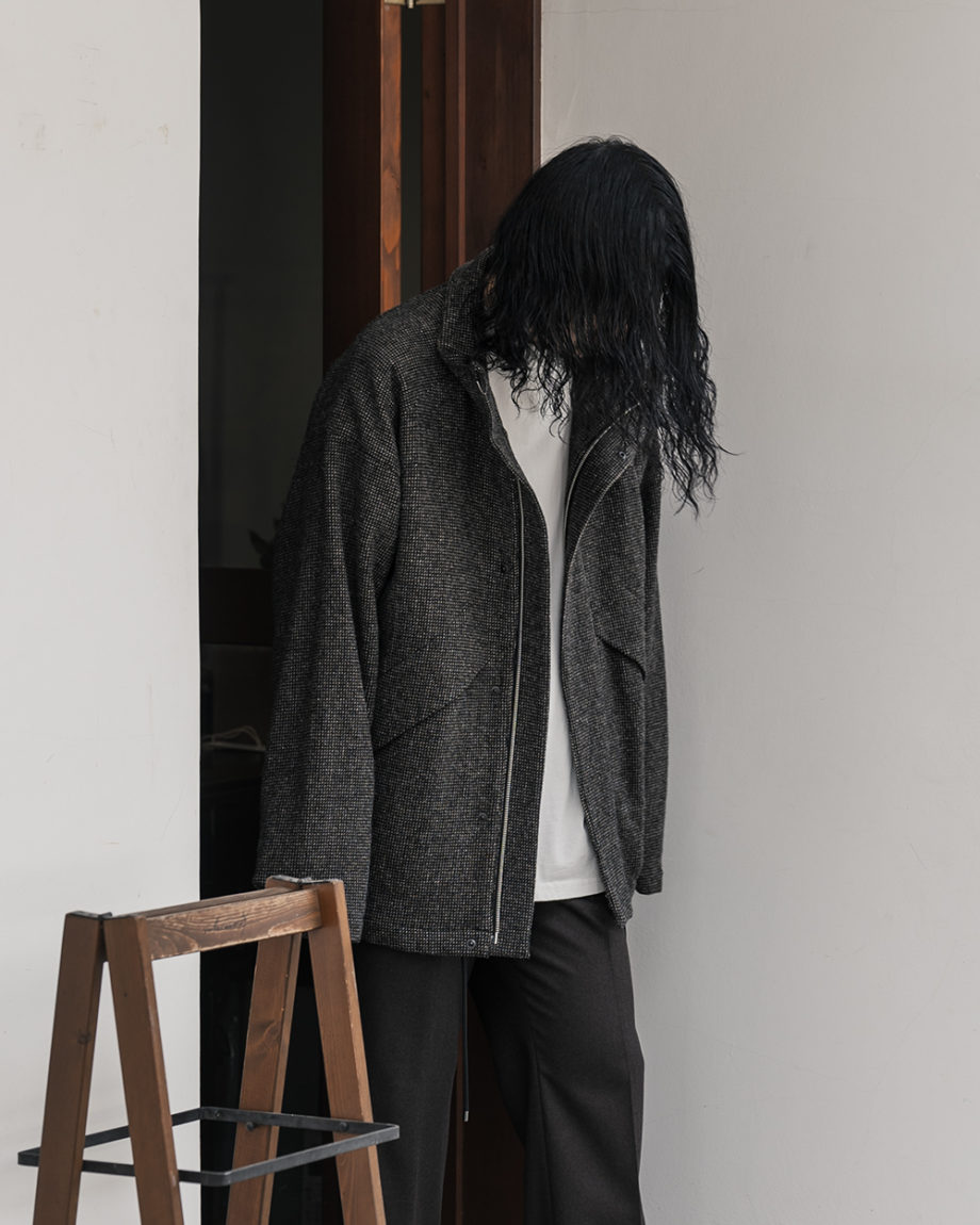 AURALEE -Tweed Zip Blouson, Super Light Wool Shirts, Flannel