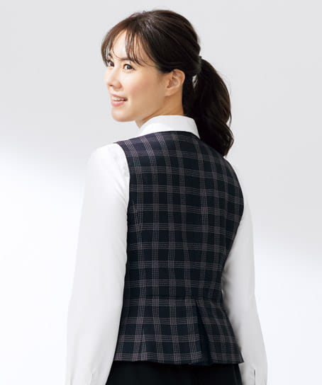 全2色】チェック柄ベスト（抗ウイルス×抗菌防臭加工） FV36463 | 事務
