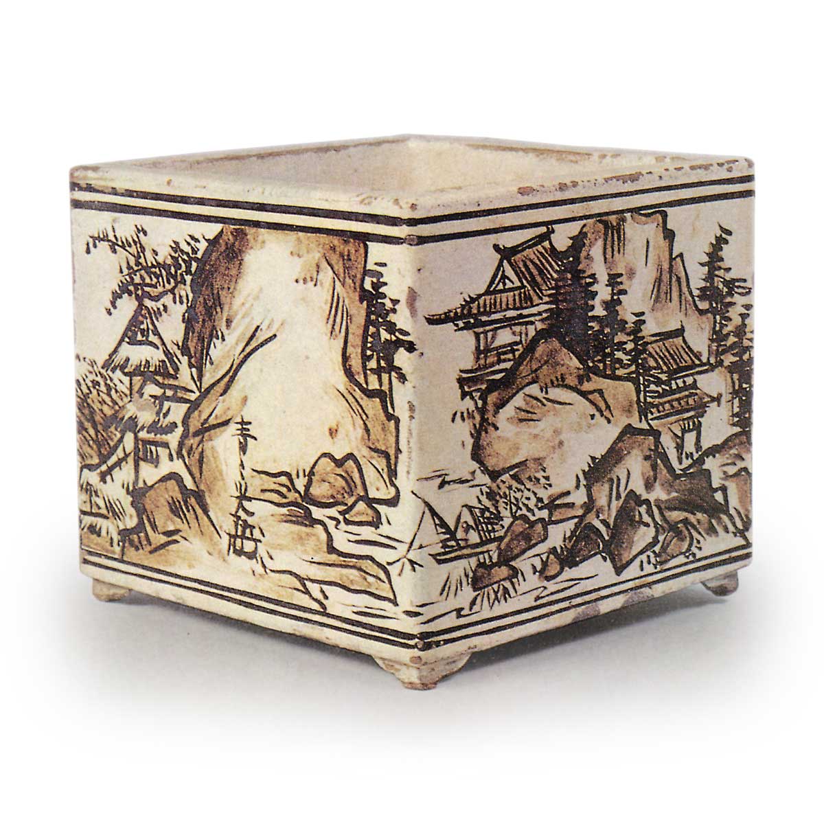 銹絵山水楼閣図火入 | 鶴田 純久の章 お話