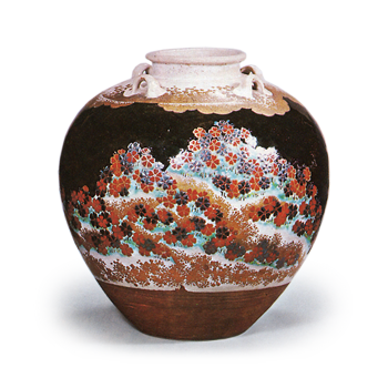 仁清色絵吉野山茶壺 にんせいいろえよしのやまちゃつぼ | 鶴田 純久の