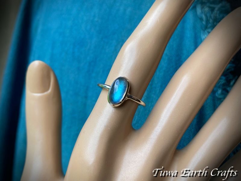 夢の実現をサポート】シンプル 高品質 ラブラドライト 指輪 13号 神秘