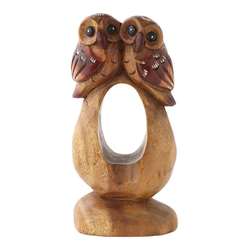 木彫 止まり木ペア フクロウ タイ 伝統工芸 梟 雑貨 置物 アジアン雑貨