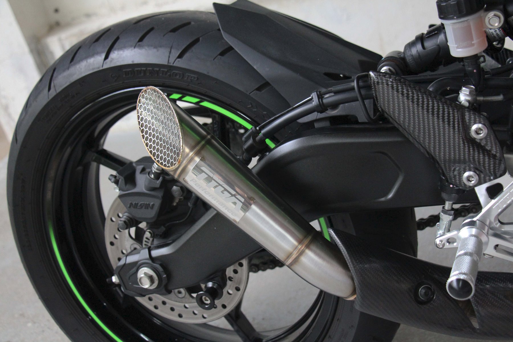 Set, mesh slip on, slash cut stainless, with carbon exhuast guard