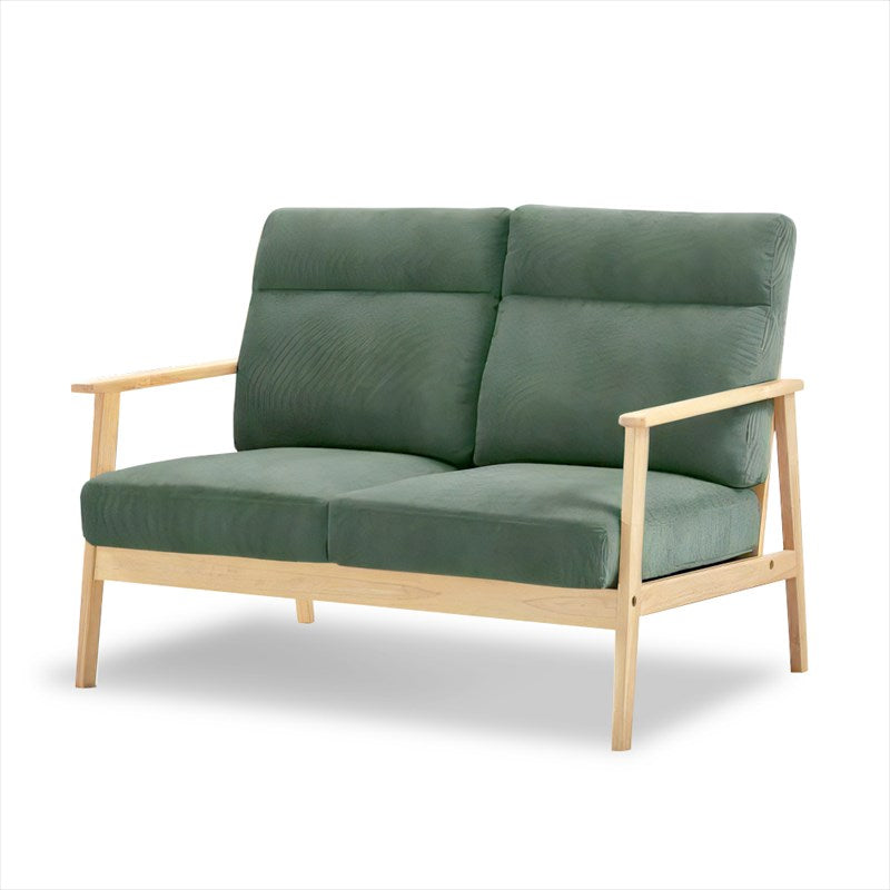 木肘ソファ コーデュロイ2人掛け ライトブラウン エバーグリーン AX