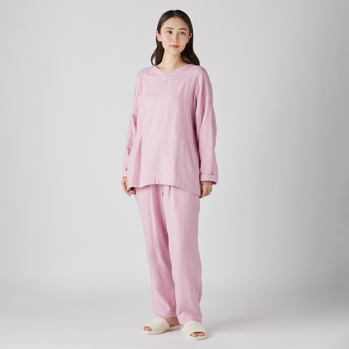 マシュマロガーゼシンプルパジャマ ユニセックス（RPZ18944）-UCHINO