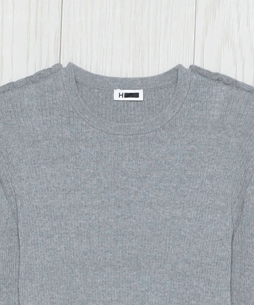 H＞TC リブ アウトシーム ロングスリーブニット