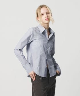 ATTISESSION＞コットン ストライプ スリム シャツ