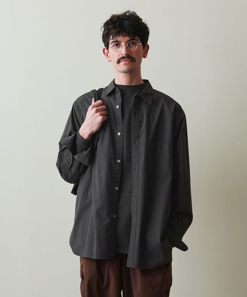 Steven Alan＞ 60 コンパクトヤーン チェック レギュラーカラー シャツ