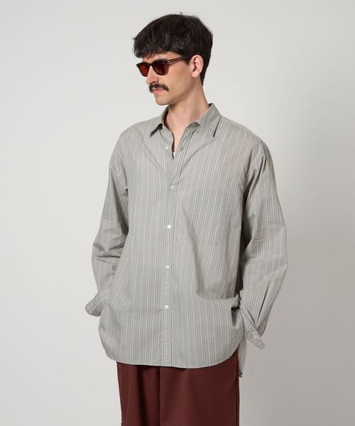 Steven Alan＞ C/L/S ストライプ レギュラーカラー シャツ ALINE LOOSE