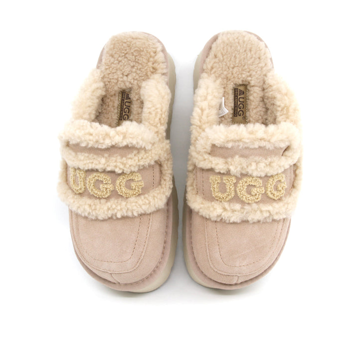 UGG ムートン プラットフォーム スリッパ