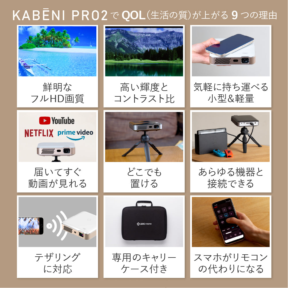KABĒNI PRO2（カベーニプロ2）モバイルプロジェクター | 小さい