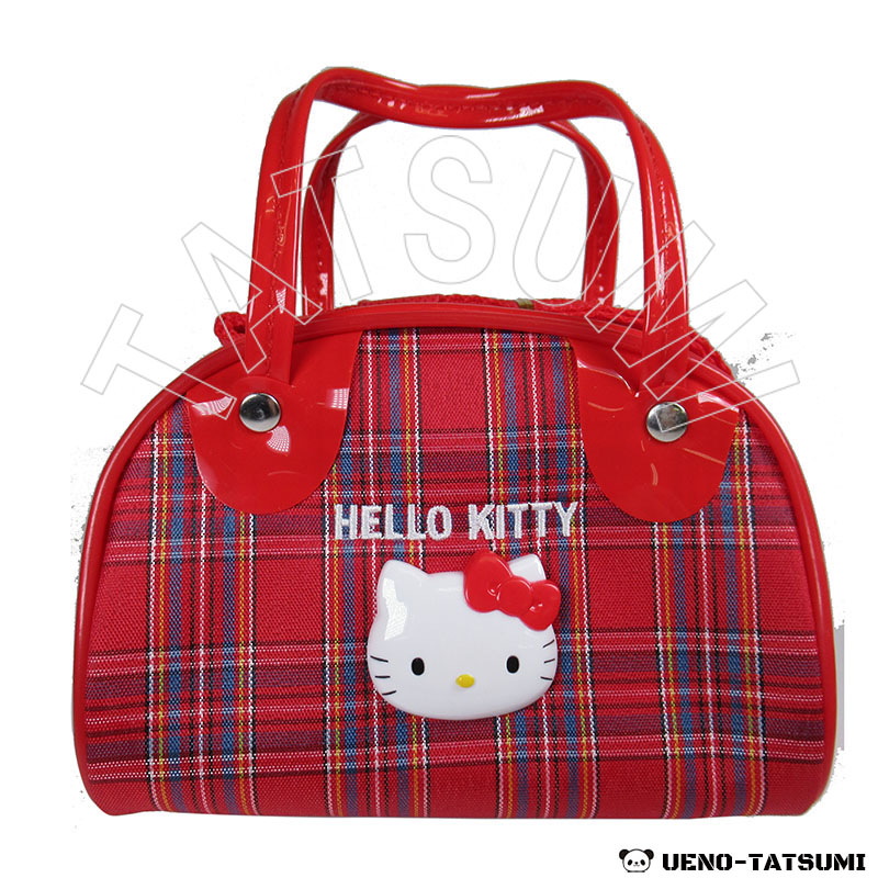 ハローキティ チェック柄ボストン レッド - キャラクターショップ