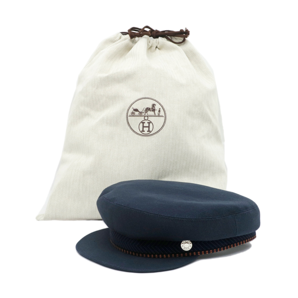 名東】【HERMES】エルメス キャスケット セリエ 帽子 ネイビー サイズ