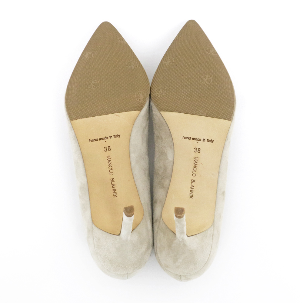 名東】【MANOLO BLAHNIK】マノロ ブラニク ヒールパンプス グレージュ