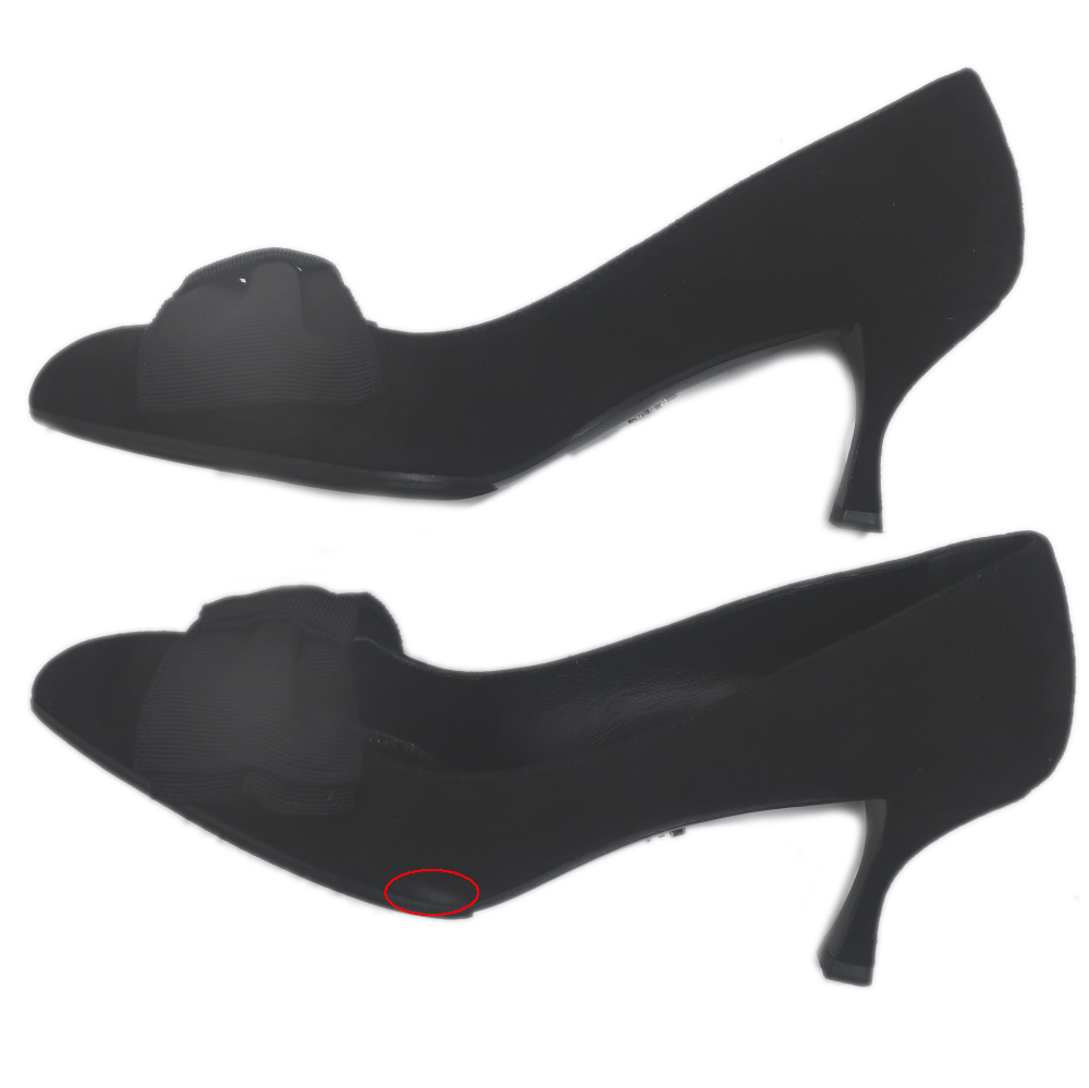 名東】【PRADA】プラダ リボンモチーフ ヒールパンプス サイズ37