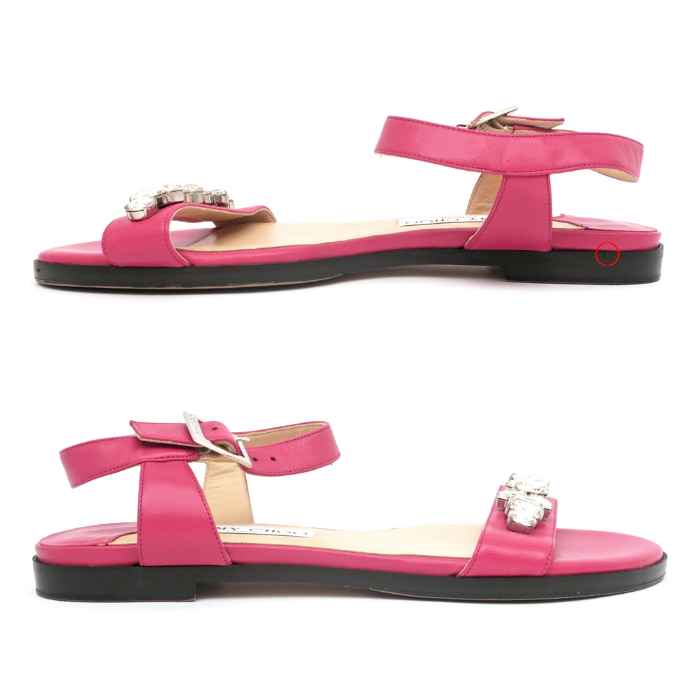 名東】【JIMMY CHOO】ジミーチュウ サンダル ビジュー付 ストラップ