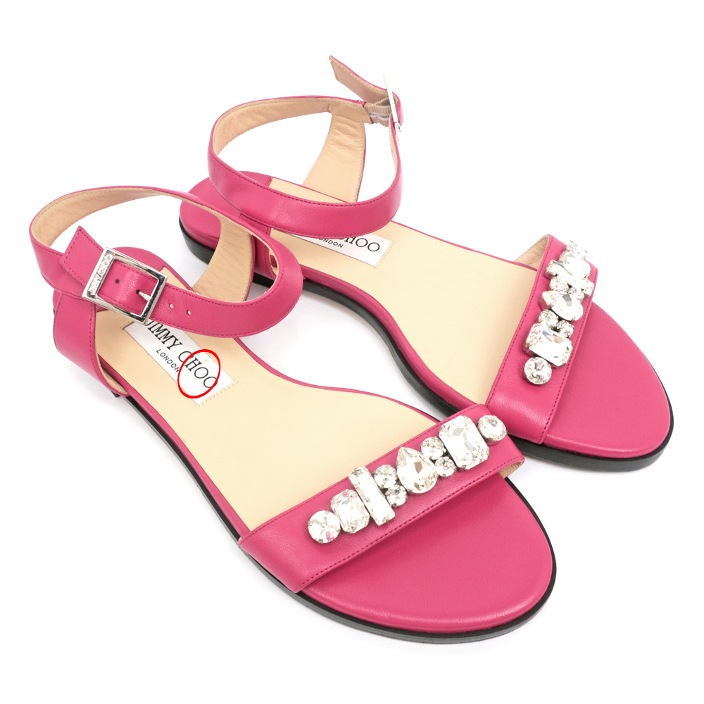 名東】【JIMMY CHOO】ジミーチュウ サンダル ビジュー付 ストラップ