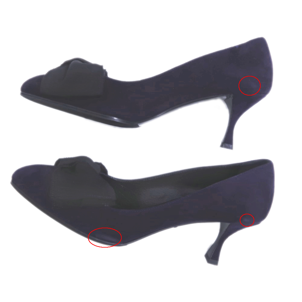 名東】【PRADA】プラダ リボン パンプス サイズ36 ダークネイビー