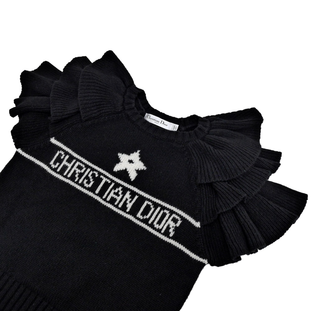 名東】【CHRISTIAN DIOR】ディオール 半袖ニット フリル 36サイズ