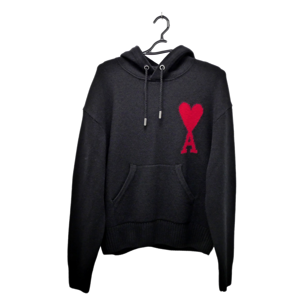 名東】【AMI PARIS】アミパリス ニット パーカー Sサイズ ブラック 黒